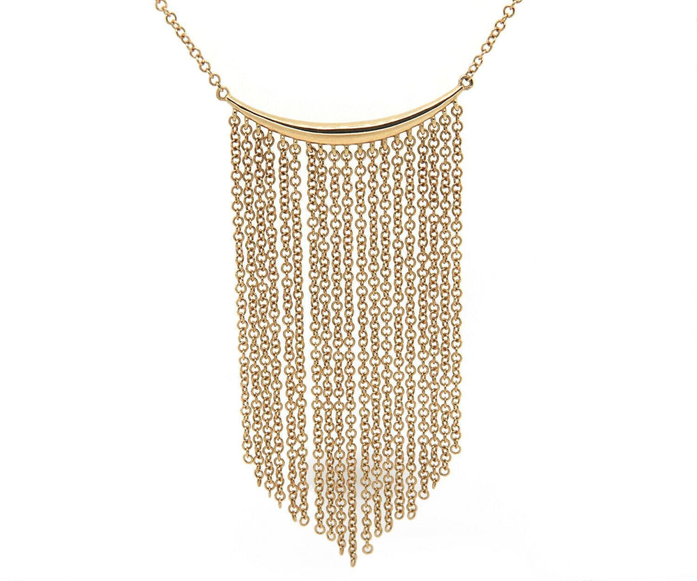 New Gabriel & Co. Curved Bar Multi Strand Fringe Necklace in 14K