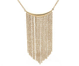 New Gabriel & Co. Curved Bar Multi Strand Fringe Necklace in 14K
