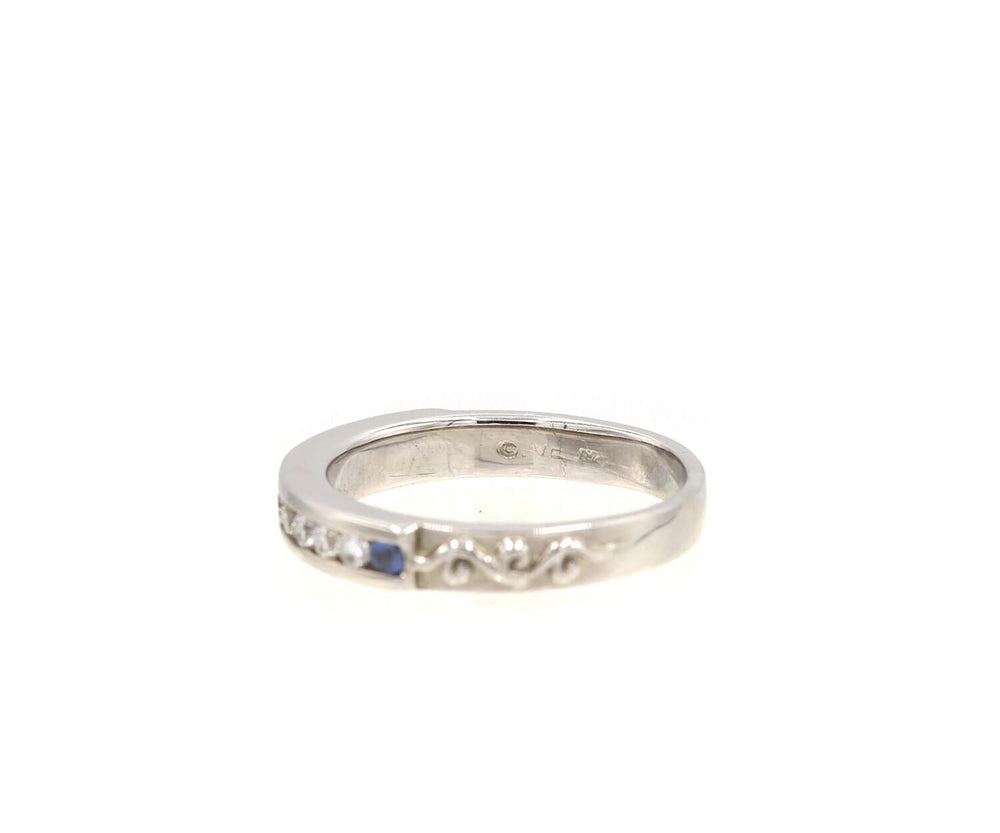 EVE Blazing Scroll 0.30ctw Diamond and 0.04ctw Sapphire Band Ring in 18K