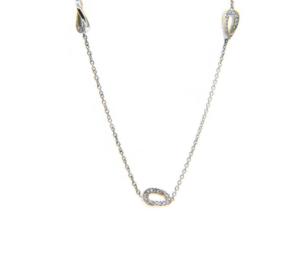 2.15ctw Diamond Open Oval Link Station Necklace in 18K