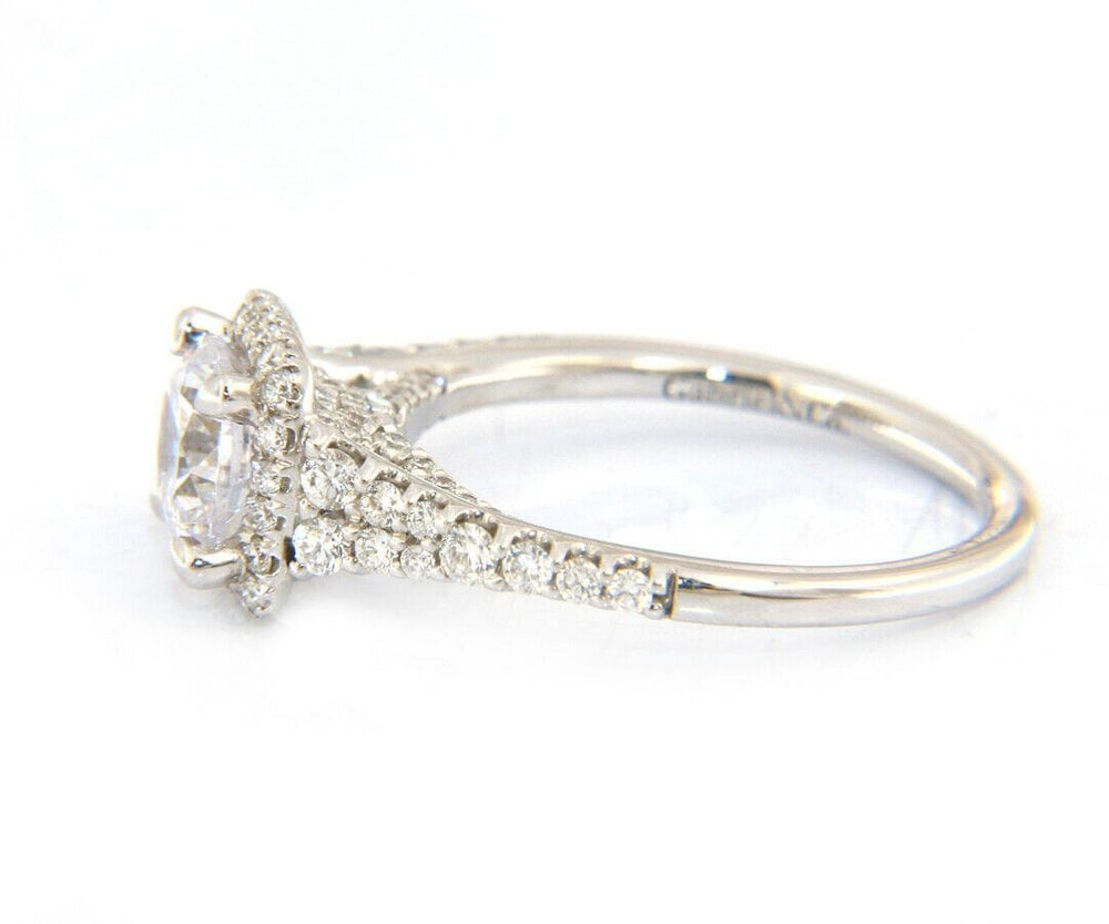 New Gabriel & Co. Halo Double Row Semi Mount Ring in 18kt