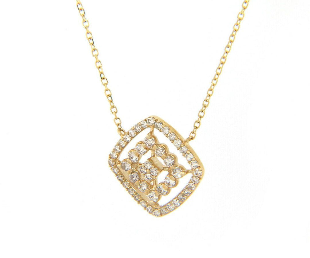 New 0.45ctw Diamond Double Open Frame Pendant Necklace in 10K