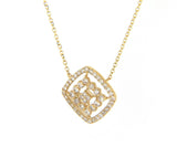 New 0.45ctw Diamond Double Open Frame Pendant Necklace in 10K