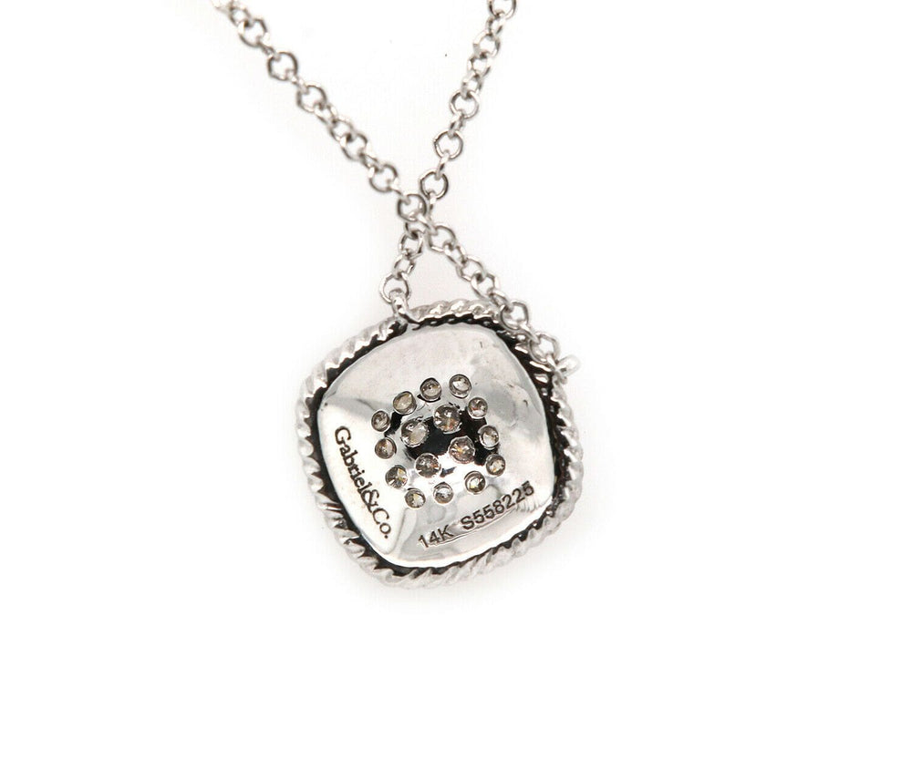 New Gabriel & Co. 0.12ctw Pave Diamond Double Braided Cushion Pendant Necklace in 14K