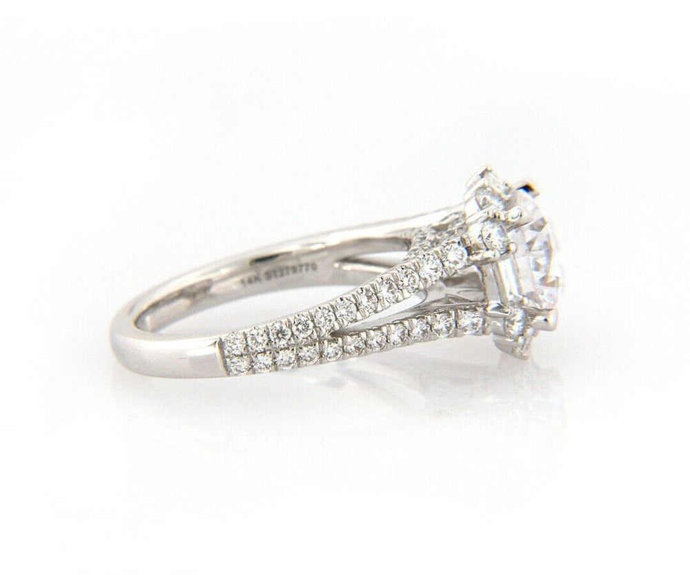 New Gabriel & Co. 1.01ctw Baguette & Round Diamond Cushion Frame Semi Mount 14kt