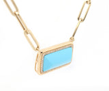 New Frederic Sage 4.89ct Turquoise and 0.16ctw Diamond Pendant Necklace in 14K