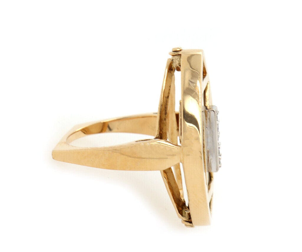 J Rossi White Agate and 0.05ctw Diamond Cocktail Ring in 18K