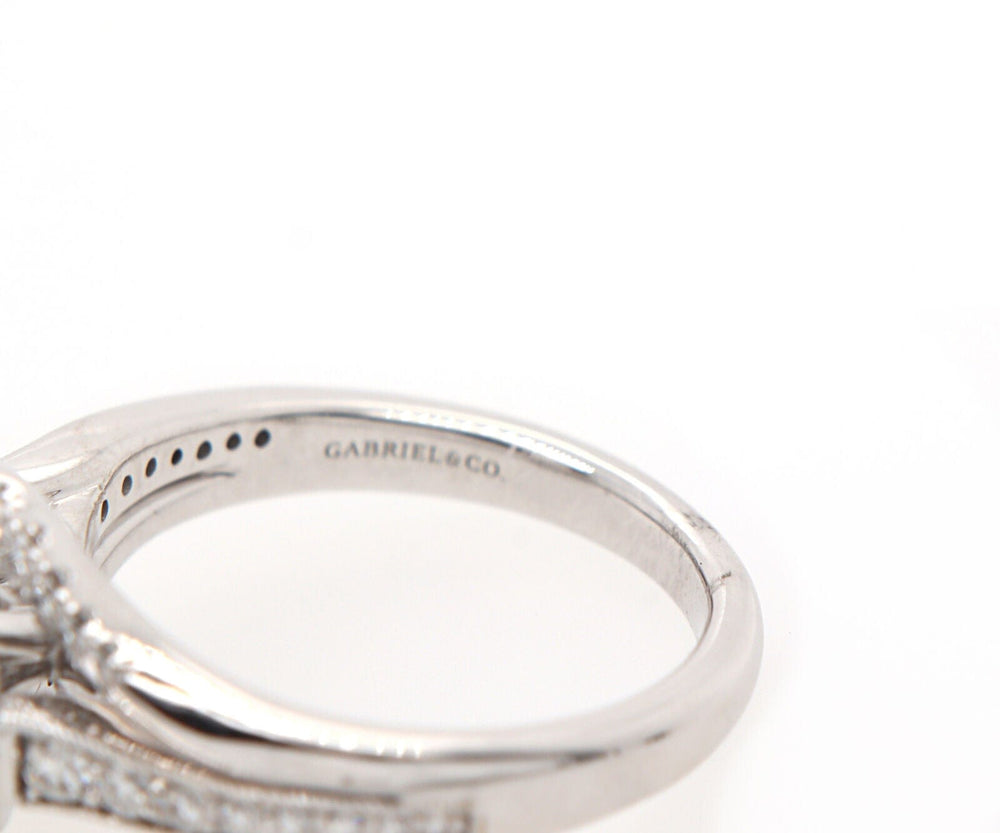 Gabriel & Co. 1.42ctw Round Diamond Halo Swirl Engagement Ring in 14K