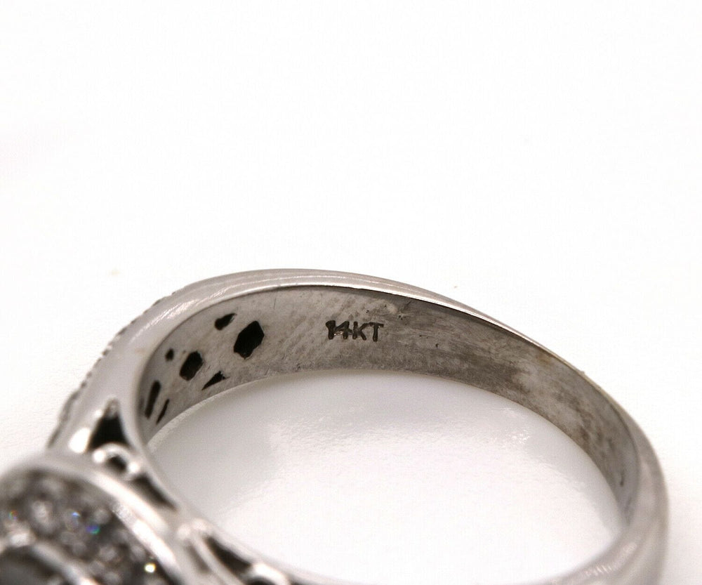 1.50 CTW Round Halo Double Row Diamond Engagement Ring In 14K