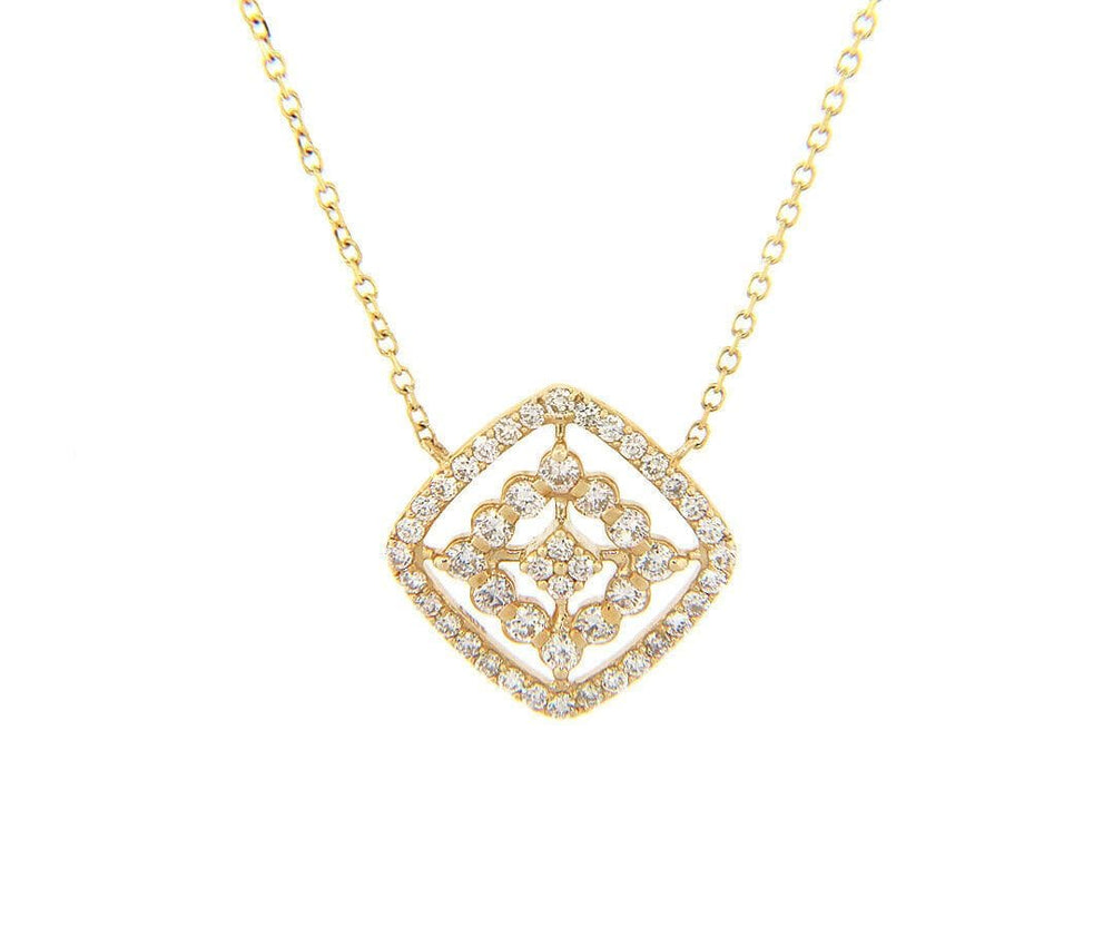 New 0.45ctw Diamond Double Open Frame Pendant Necklace in 10K