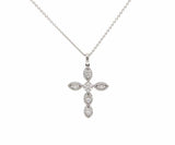 New 0.50ctw Diamond Marquise Cross Pendant Necklace in 14K