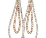 New 1.50ctw Diamond Two Tone Double Teardrop Dangle Earrings in 14K