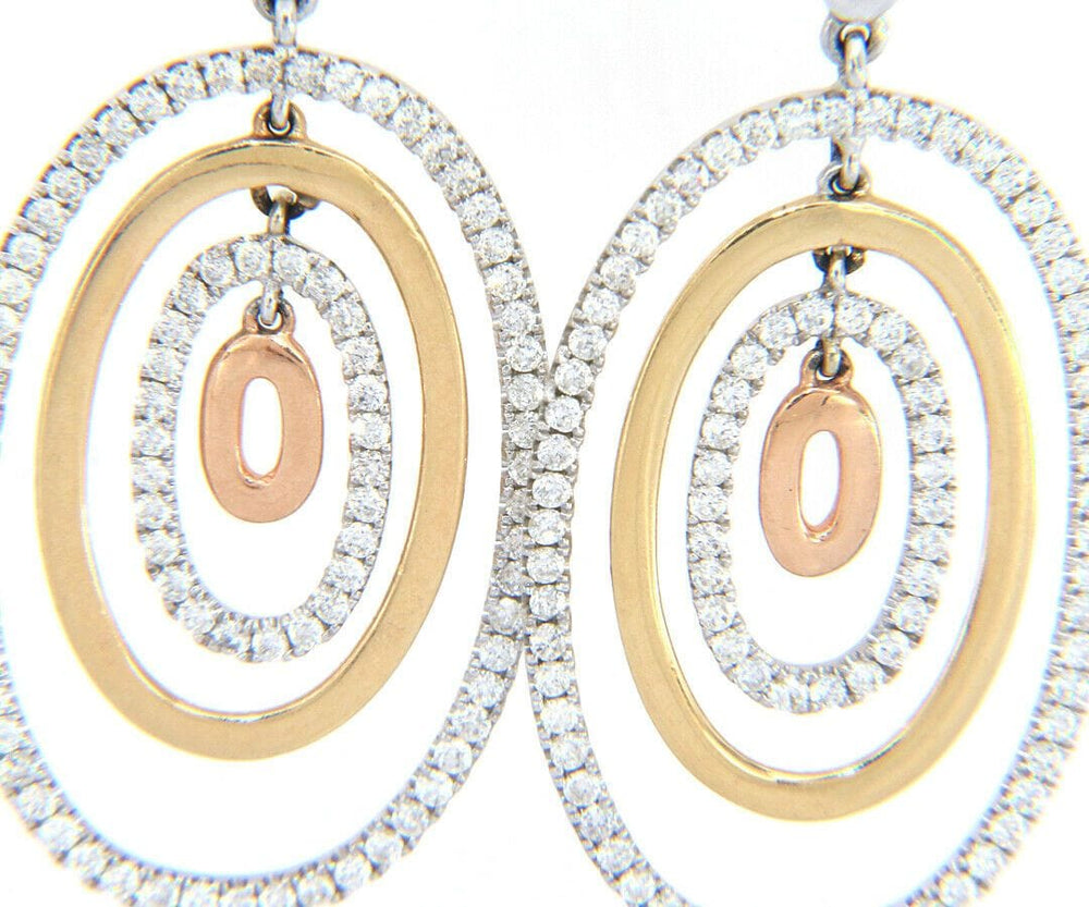 New 2.00ctw Diamond Two Tone Layered Dangle Earrings in 14K