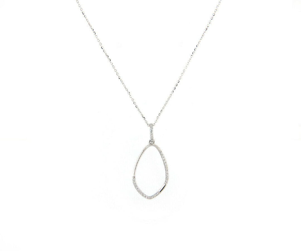 New 0.20ctw Diamond Open Teardrop Pendant Necklace in 18K