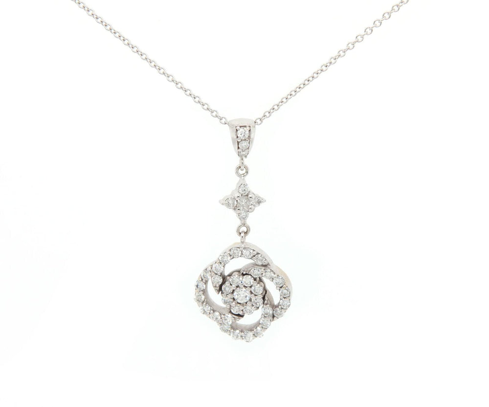 0.65ctw Diamond Flower Pendant Necklace in 18K