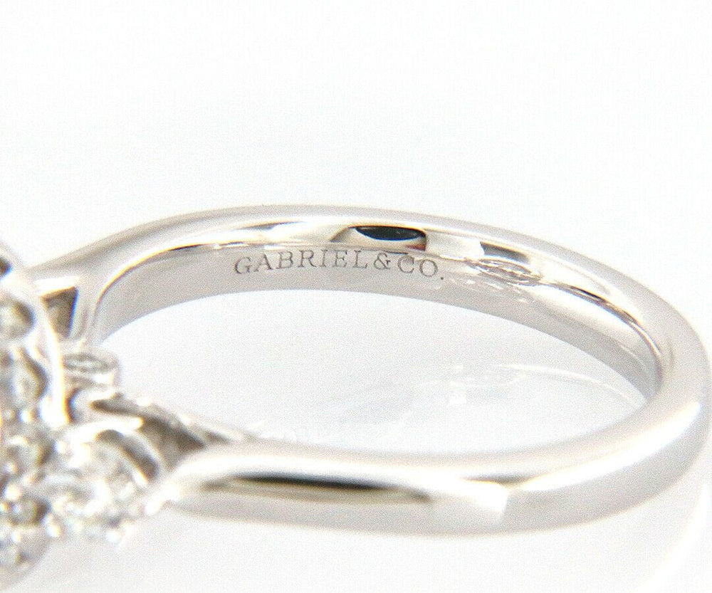 New Gabriel & Co. 0.52ctw Halo Three Stone Semi Mount Ring in 14K