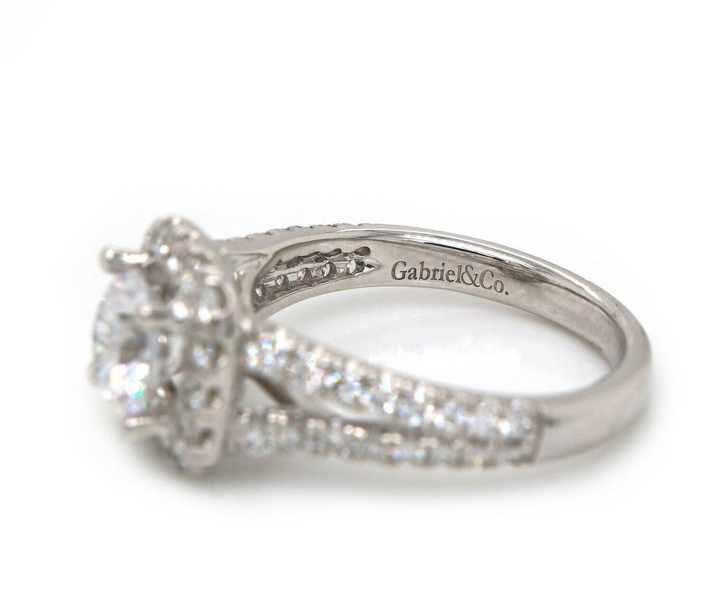 New Gabriel & Co. Diamond Halo Split Shank Semi Mount Ring in 14K