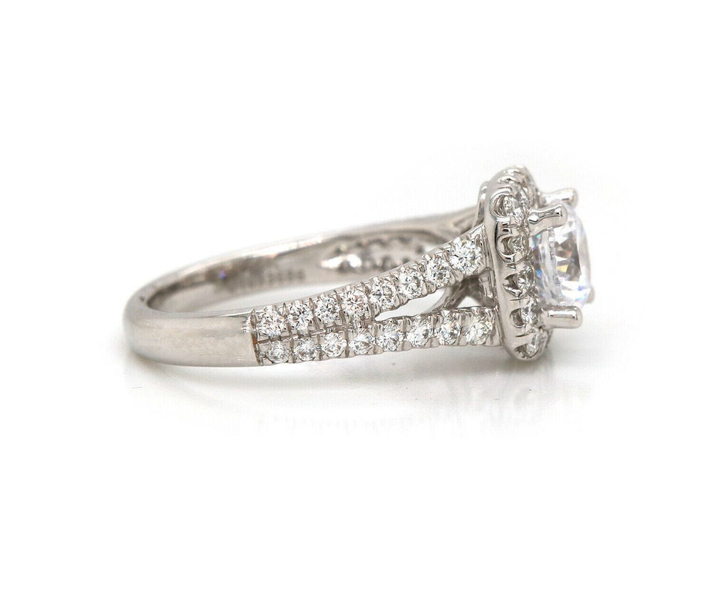 New Gabriel & Co. Diamond Halo Split Shank Semi Mount Ring in 14K