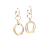 New 1.37ctw Diamond Tri-Color Circle Dangle Earrings in 14K