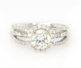 1.88ctw Round Diamond Halo Triple Split Shank Engagement Ring in 14K