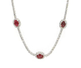 2.55ctw Oval Ruby and 4.50ctw Diamond Frame Station Necklace in 18K