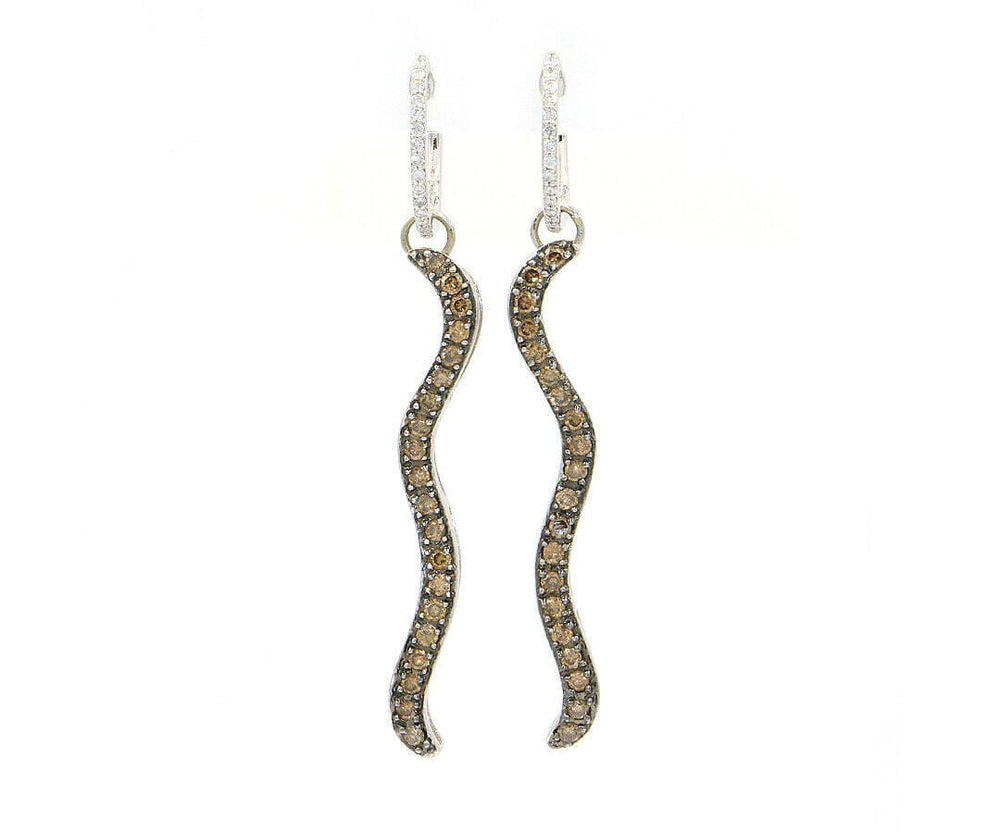 New 1.00ctw Chocolate and White Diamond Drop Earrings in 14K