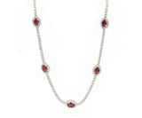 2.55ctw Oval Ruby and 4.50ctw Diamond Frame Station Necklace in 18K