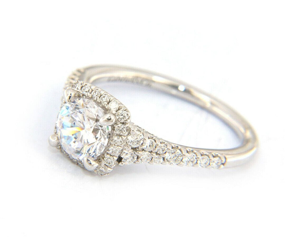 New Gabriel & Co. Halo Double Row Semi Mount Ring in 18kt