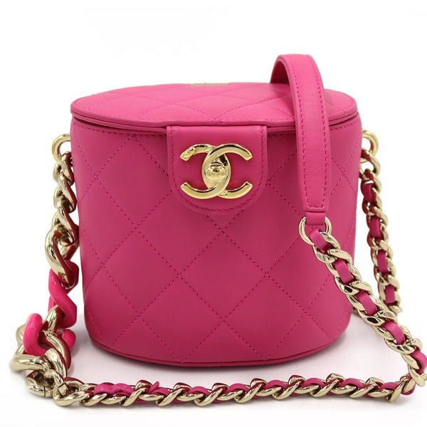 Chanel Pink Lambskin Resin Elegant Chain Vanity Case w/ Card