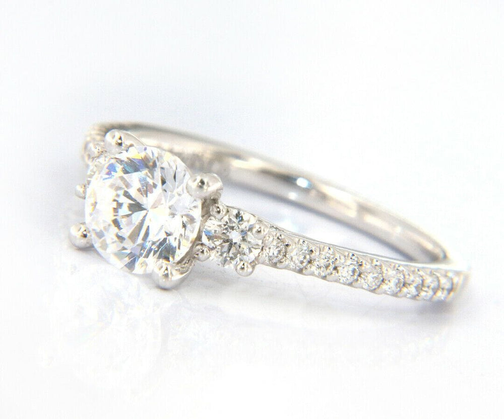 New Gabriel & Co. Diamond Three Stone Semi Mount Ring in 14K