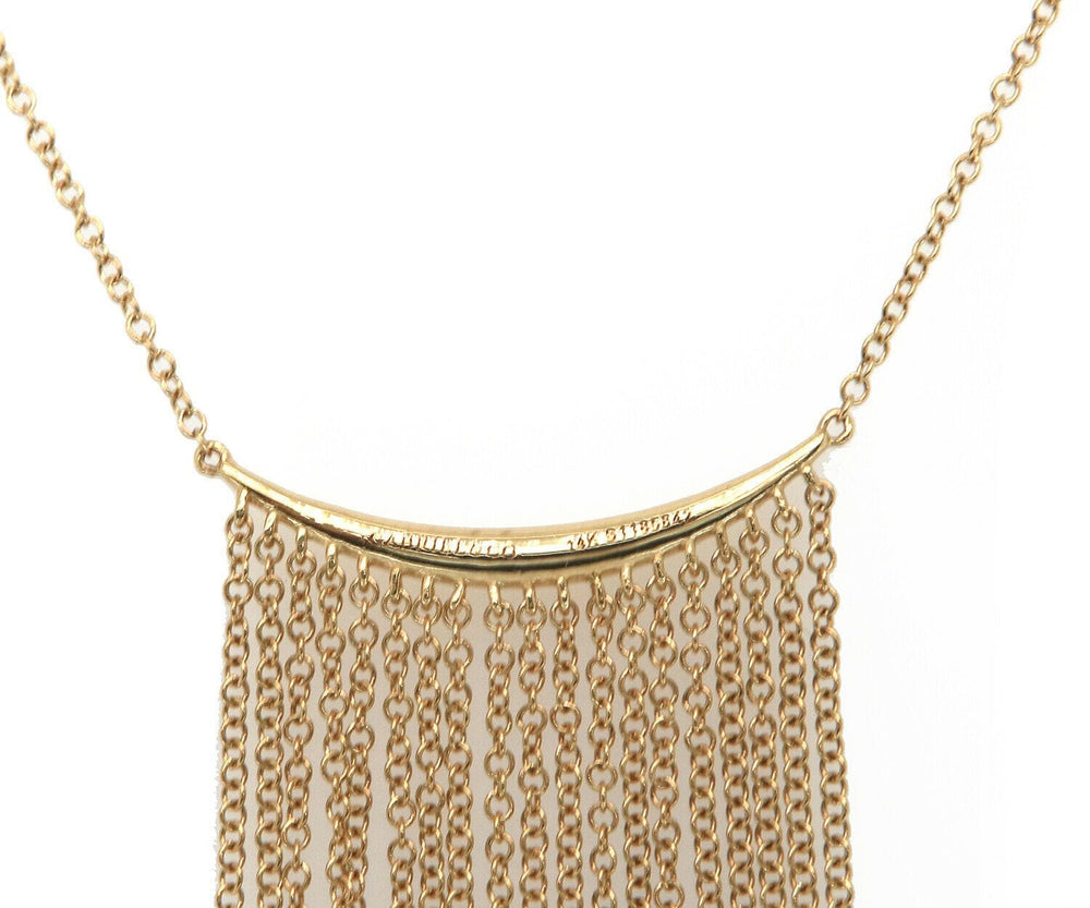 New Gabriel & Co. Curved Bar Multi Strand Fringe Necklace in 14K