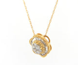 New 0.40ctw Round and Baguette Diamond Flower Pendant Necklace in 14K