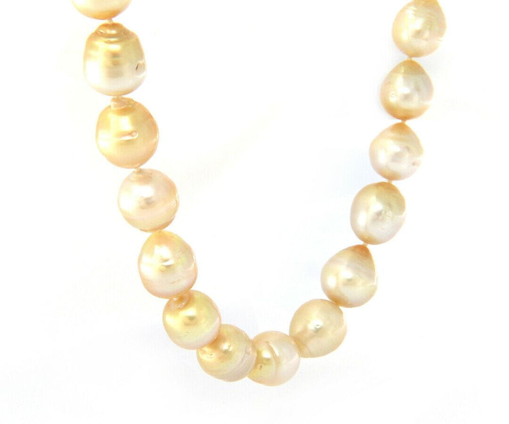9.0  12.5 MM Cultured South Sea Pearl Strand Necklace in 14K