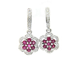 1.50ctw Rubies and 0.50ctw Pave Diamond Dangle Earrings in 14K