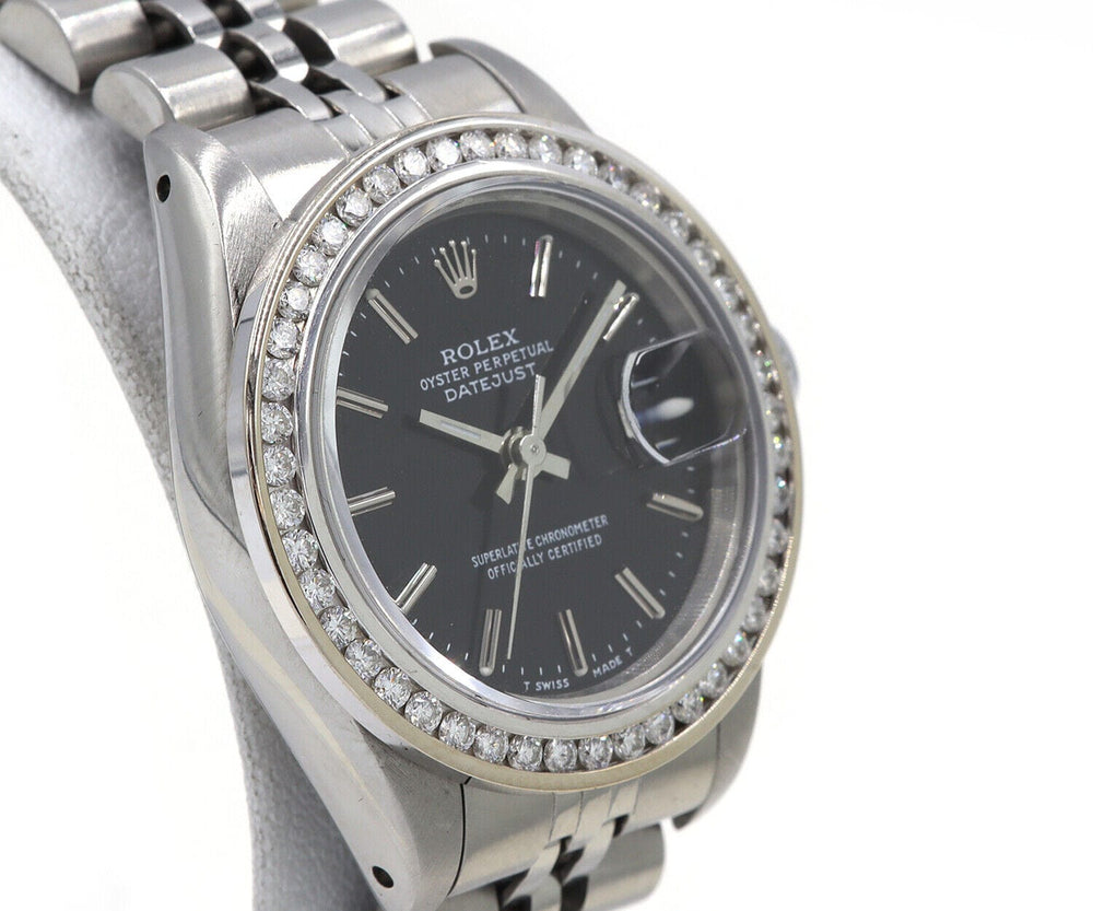 1987 Rolex Datejust 69174 26MM Aftermarket Diamond Bezel Ladies Watch