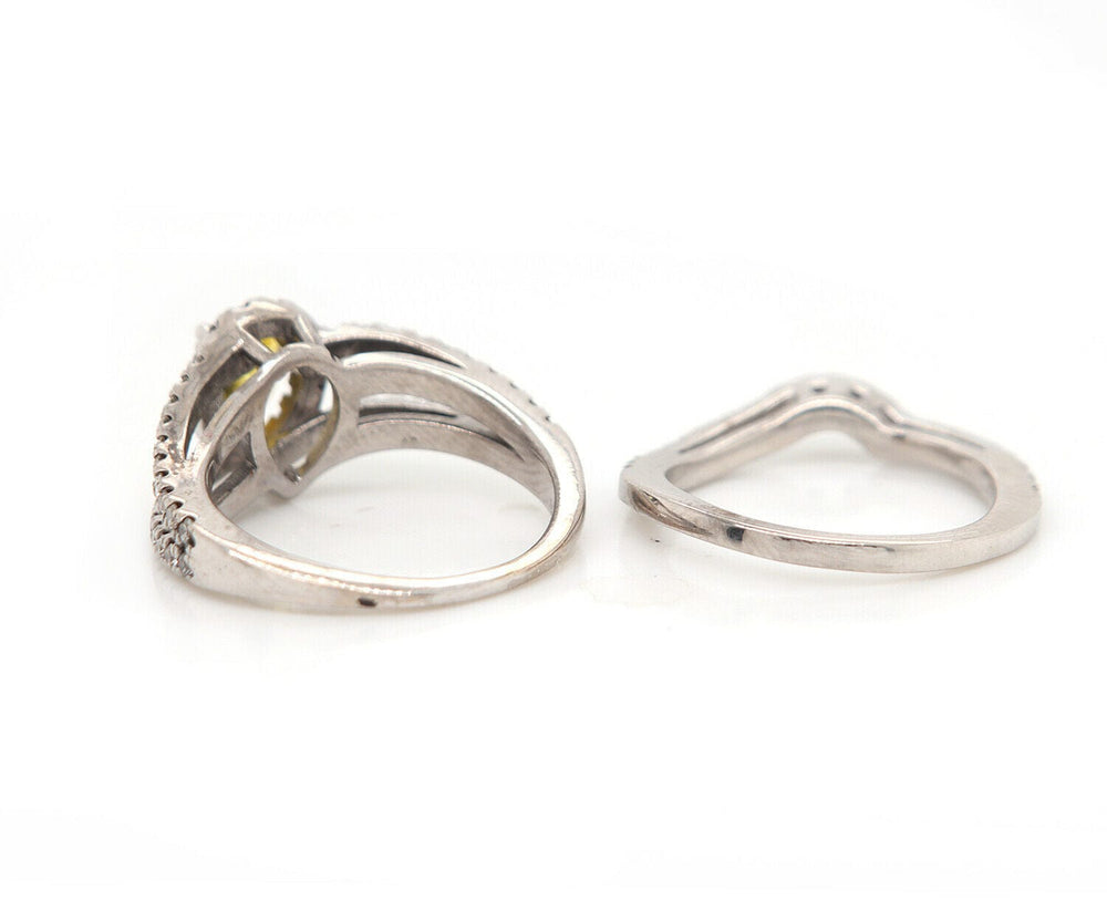 2.00ctw Pear Irradiated Yellow and White Diamond Frame Bridal Set in 14K
