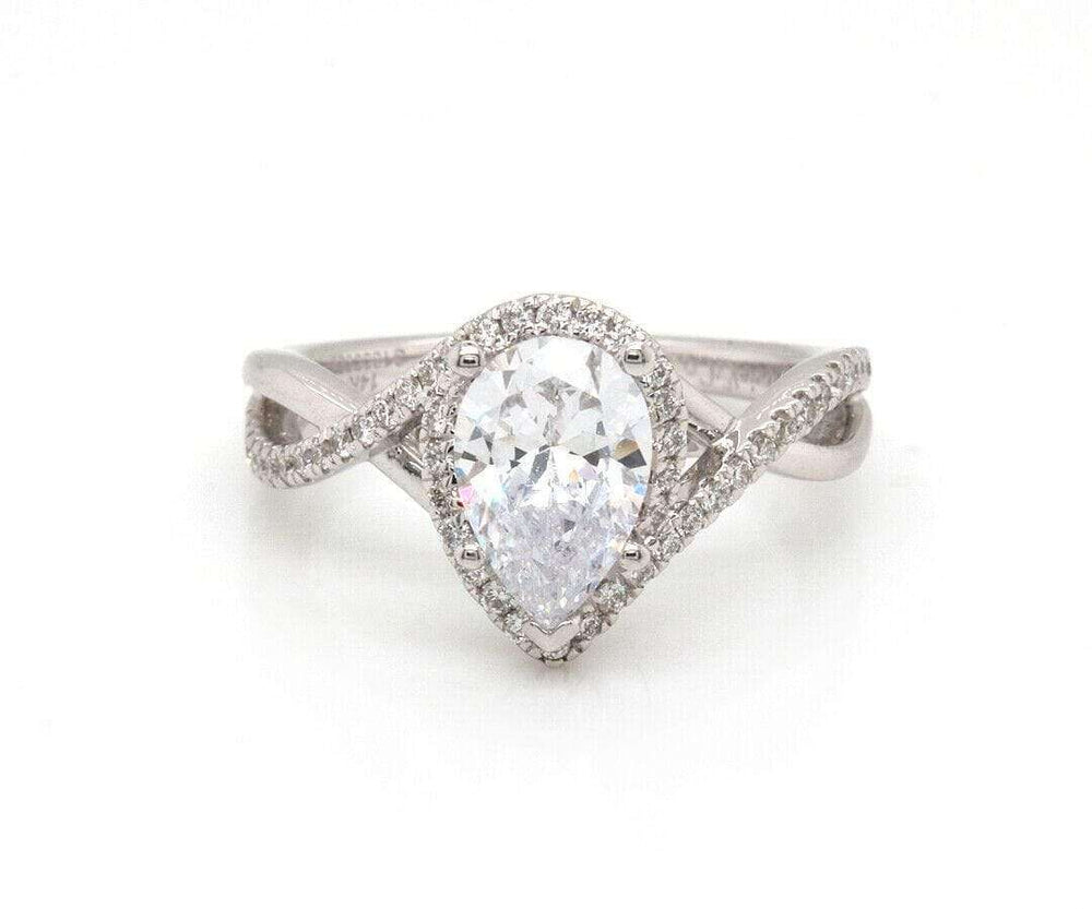 Gabriel & Co Pear Halo 0.26 CTW Diamond Infinity Semi Mount in 14K, NEW