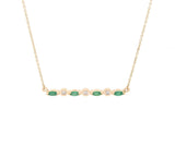 Lali Jewels 0.35ctw Marquise Emeralds and 0.10ctw Diamond Bar Necklace in 14K