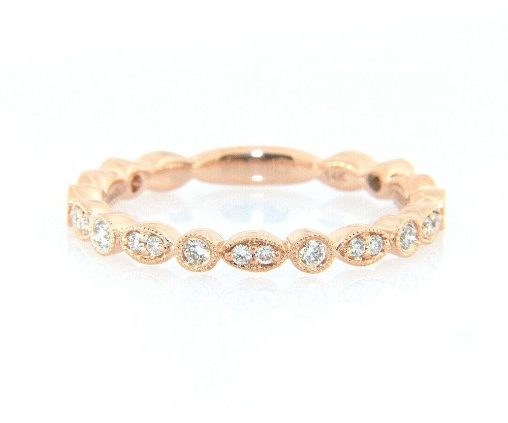 New Gabriel & Co. 0.24ctw Marquise and Circle Alternating Band Ring in 14K