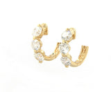 New 1.62ctw Diamond Three Stone Huggie Earrings in 14K
