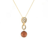 New 0.50ctw Chocolate Diamond & Chocolate Tahitian Pearl Pendant Necklace in 14K