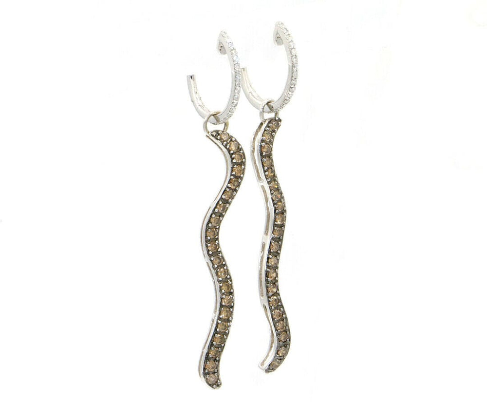 New 1.00ctw Chocolate and White Diamond Drop Earrings in 14K