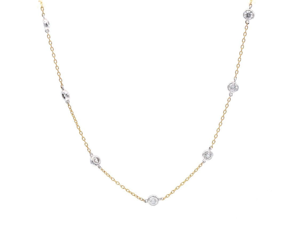 New 3.02ctw Diamond Bezel Set Station Necklace in 14K