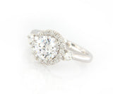 New Gabriel & Co. 0.52ctw Halo Three Stone Semi Mount Ring in 14K