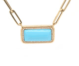 New Frederic Sage 4.89ct Turquoise and 0.16ctw Diamond Pendant Necklace in 14K