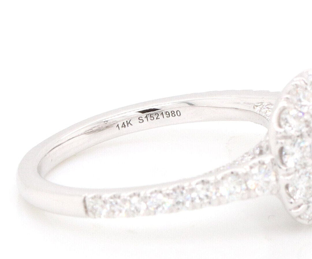 New Gabriel & Co. 1.16ctw Diamond Cushion Halo Semi Mount Ring in 14K