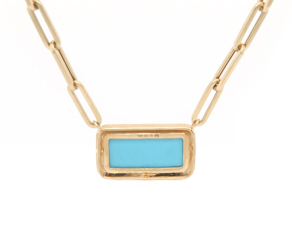 New Frederic Sage 4.89ct Turquoise and 0.16ctw Diamond Pendant Necklace in 14K