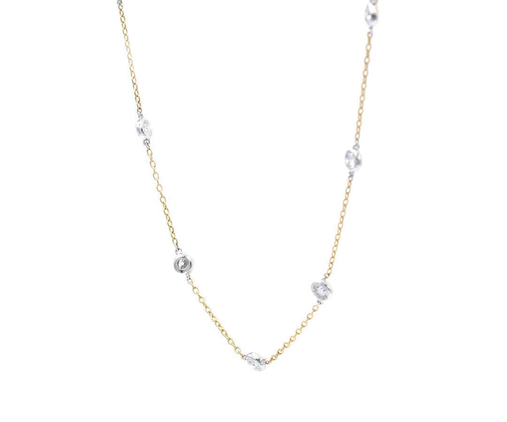 New 3.02ctw Diamond Bezel Set Station Necklace in 14K