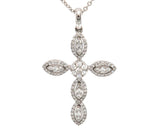 New 0.50ctw Diamond Marquise Cross Pendant Necklace in 14K