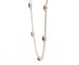 2.55ctw Oval Ruby and 4.50ctw Diamond Frame Station Necklace in 18K